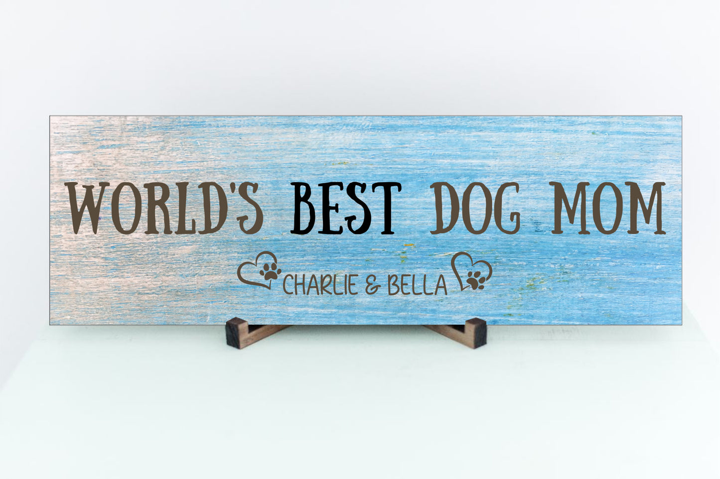 Dog Mom Wood Sign - Blue