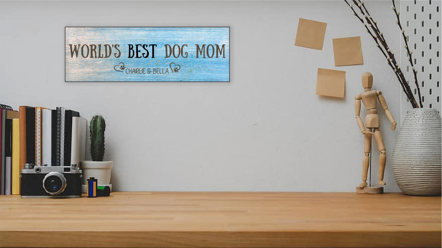 Dog Mom Wood Sign - Blue