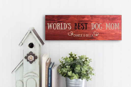 Dog Mom Wood Sign - Red